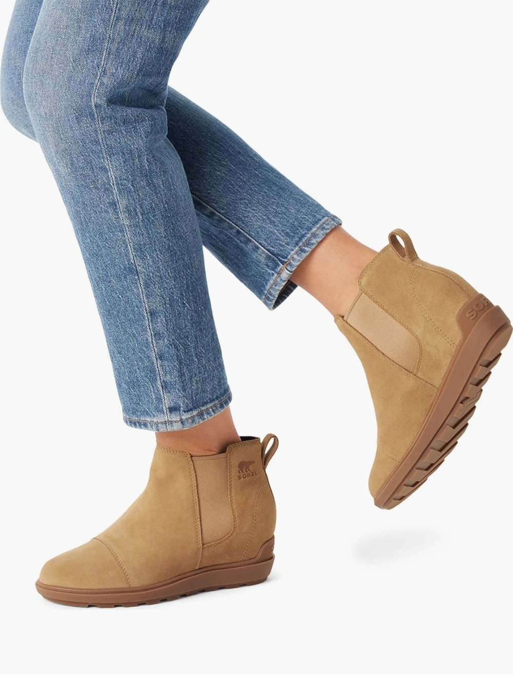 Sorel Women's Tan Suede Chelsea Ankle Booties